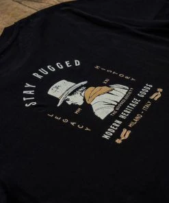The Rugged Society - Stay Rugged - Heavy 220 G/M² Black 100% Organic Cotton Tee New