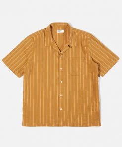 Universal Works - Road Shirt In Mustard Maui Stripe