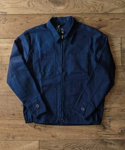 Bleu Blaton - Short Mechanic Worker Jacket In Navy