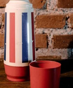 Antiques 1960/70s Rare OKAY INDUSTRIES Americana Striped Thermos Antiques&Collectibles