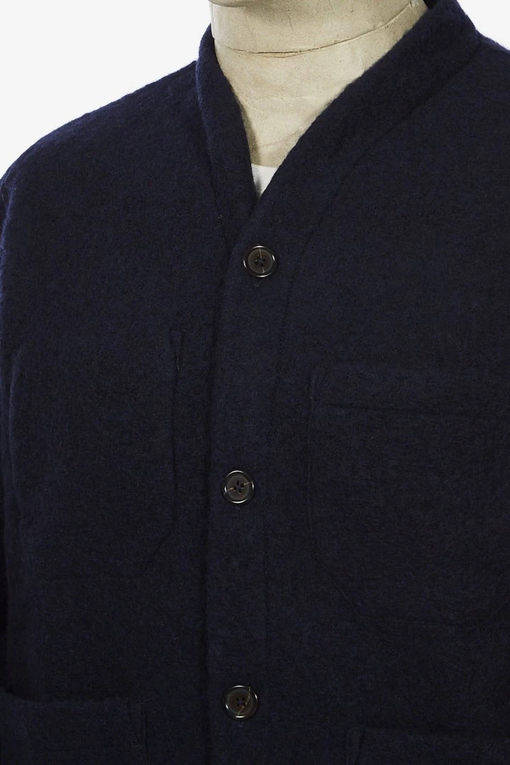 Knitwear Universal Works - Cardigan In Navy Wool Fleece 6 Knitwear Universal Works - Cardigan In Navy Wool Fleece