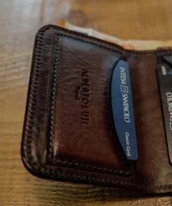 Alberto Luti - Bi-Fold Wallet In Dark Brown Leather New